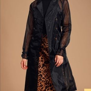 Lulu’s NWT Black sheer trench coat - size XS